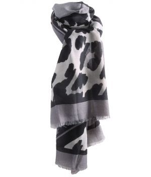 Sjaal met panterprint in grijs-tinten