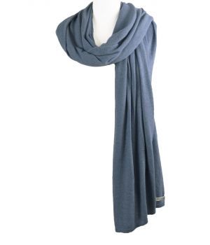 Kasjmier-blend sjaal/omslagdoek in jeansblauw