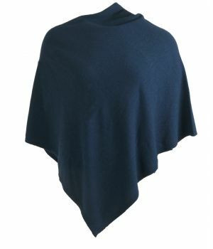 Kasjmier-blend poncho in donker-jeansblauw