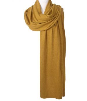 Kasjmier-blend sjaal/omslagdoek in okergeel