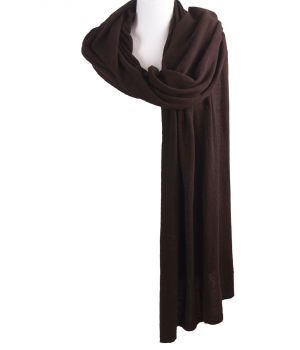Kasjmier-blend sjaal/omslagdoek in kastanjebruin
