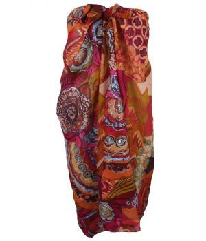 Katoenen sarong met diverse prints in hardroze