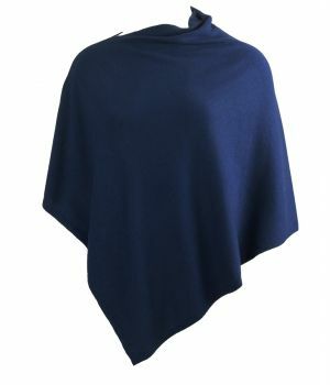 Kasjmier-blend poncho in kobaltblauw