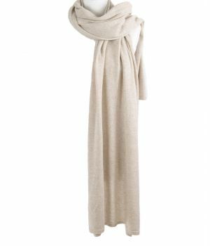 Kasjmier-blend sjaal/omslagdoek in lichtbeige