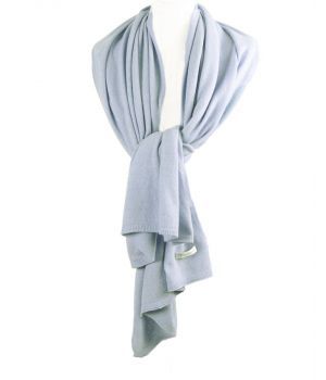 Kasjmier-blend sjaal/omslagdoek in lichtblauw