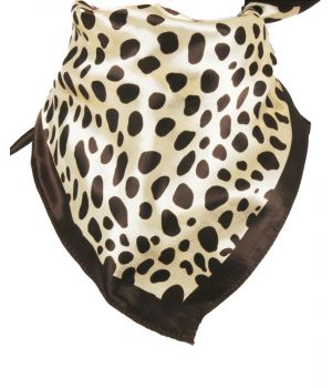 Ivoorkleurige halsdoek met bruin luipaard motief
