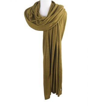 Kasjmier-blend sjaal/omslagdoek in olijfgroen
