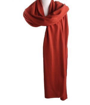Kasjmier-blend sjaal/omslagdoek in roest-oranje