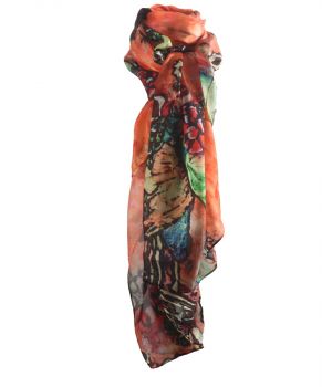 Zijden sjaal met print in oranje ''The Women Friends'' van Gustav Klimt