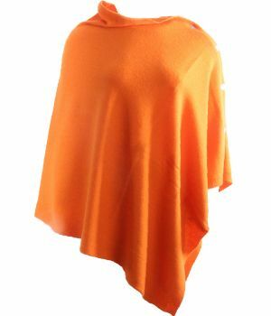 Oranje kasjmier-blend poncho met knopen