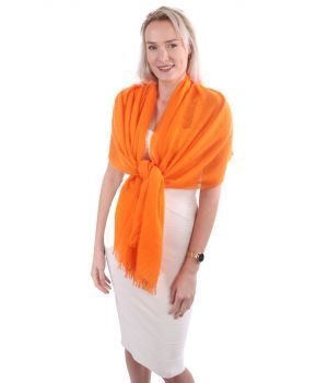 Oranje stola/sjaal van 100% kasjmier