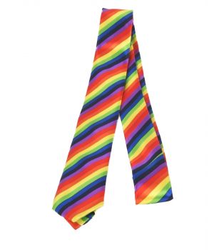 Extra smalle stropdas met regenboog print