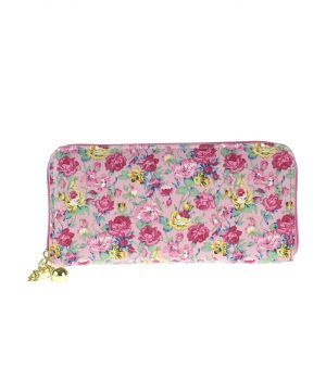 Roze mille fleur zipp around portemonnee