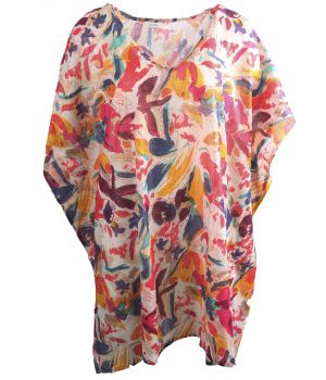 Katoenen tuniek met kleurrijke abstracte print