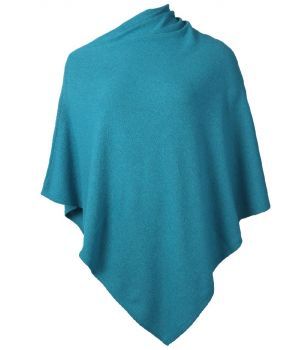 Donker-turquoise kasjmier-blend poncho