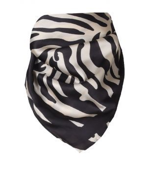 Vierkante sjaal met tijgerprint in zwart-lichtbeige