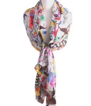 Zijden stola/sjaal met een schildering van ''Wassily Kandinsky''