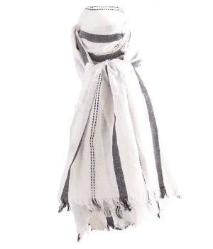 Katoenen sjaal met geweven strepen 