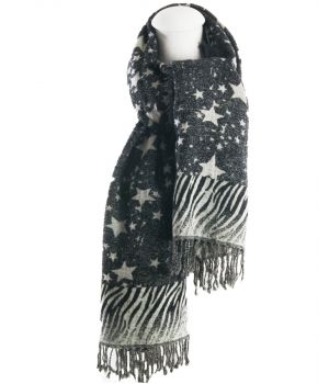 Wollen sjaal met sterren en zebra patroon