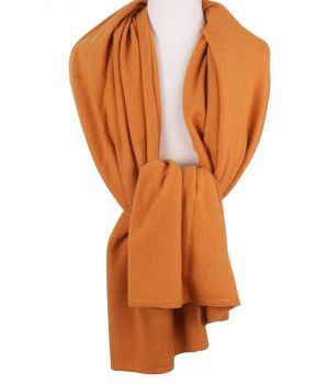 Kasjmier-blend sjaal/omslagdoek in zacht oranje