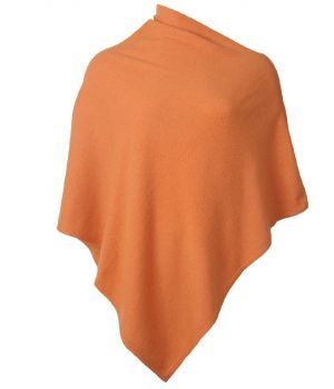 Zacht oranje kasjmier-blend poncho