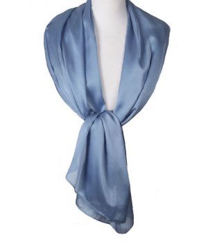 Blauw-grijze zijde-blend sjaal 