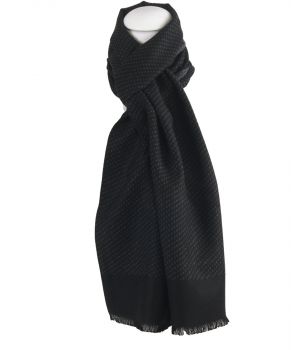 Zwarte zachte wol-blend sjaal met stippen