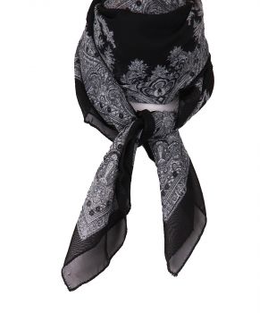 Vierkante zwarte crêpe voile sjaal 