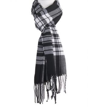Zwarte sjaal met ruiten in wit