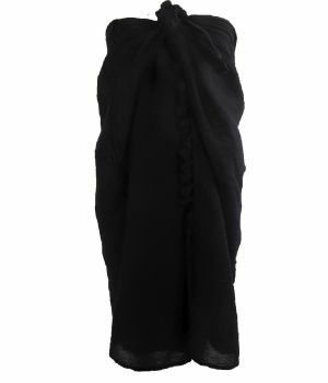 Katoenen sarong in zwart met kwasten franje
