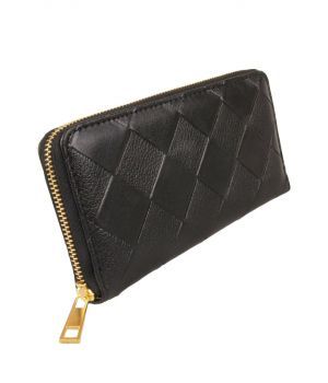 Zwarte boFF zip around portemonnee met vlechtstructuur -