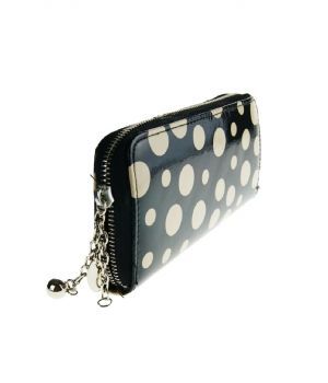 Zwarte zip around portemonnee met polka dot